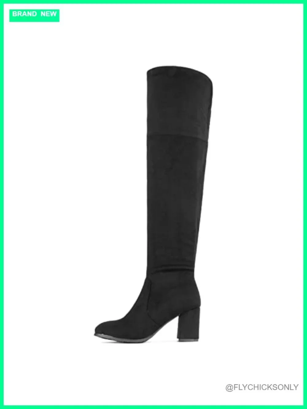 Women's Over-The-Knee Block Heel Boots Faux Suede Stretch Round Toe